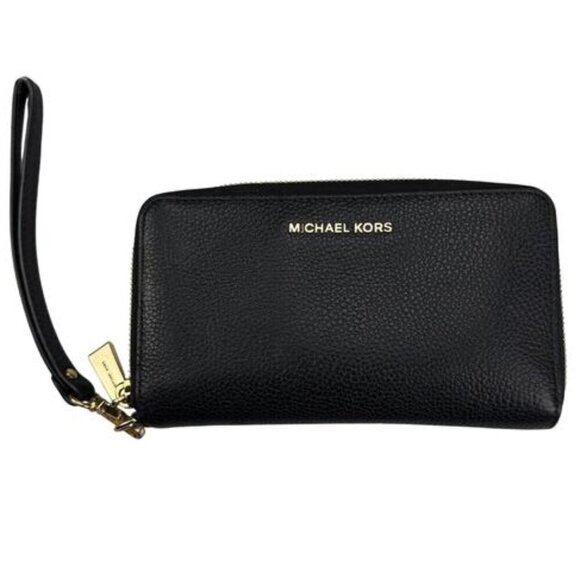 MICHAEL KORS Jet Set Pebbled Leather Continental Wristlet Wallet - Picture 1 of 8